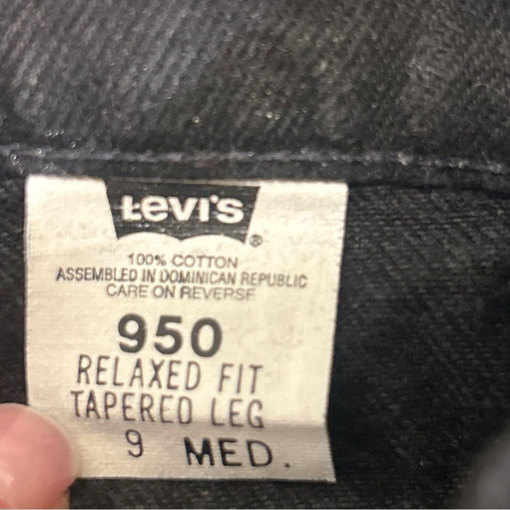 Vintage 90s Levis 950 Womens Black Jeans Relaxed Fit Orange Tab Tapered Leg SZ 9 - Picture 7 of 7